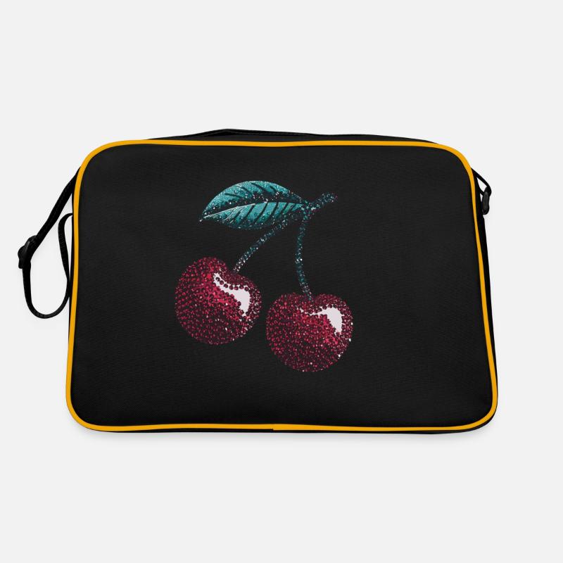 Süße Kirsche mit Glitzernden Blättern Design Retro Tasche