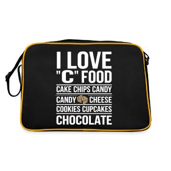 J’adore la nourriture C : gâteaux, chips, bonbons, - Sac Retro - noir/or - Dos