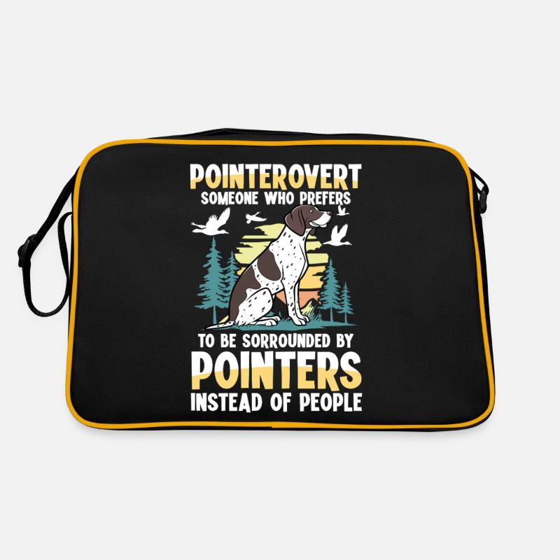 Jäger mit seinem Jagdhund Retro Tasche