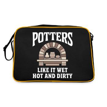 Potters like it wet hot and dirty Funny Pottery - Retro Bag - black/gold - Back