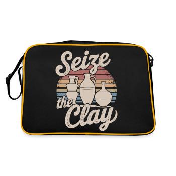 Seize the Clay Funny Pottery Pun for Ceramic Lover - Retro Bag - black/gold - Back