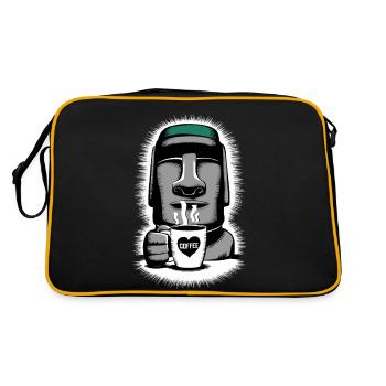 Easter Island Kaffee Moai Herz Tasse - Retro Tasche - Schwarz/Gold - Hinten