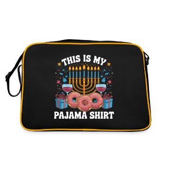Das Ist Mein Pyjama-Shirt Chanukka Leuchter Design - Retro Tasche - Schwarz/Gold - Hinten