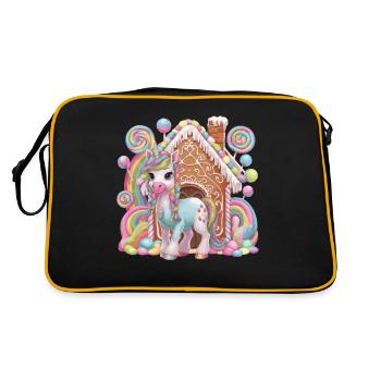 Candy Unicorn and Gingerbread House Magic - Retro Bag - black/gold - Back