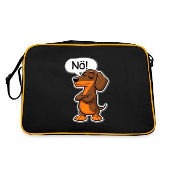 Dachshund Nope – Charming expression for dachshund - Retro Bag - black/gold - Back