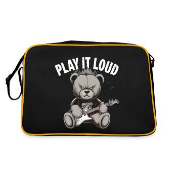 Heavy Metal Bär, Spiel Es Laut: Musikliebhaber - Retro Tasche - Schwarz/Gold - Hinten