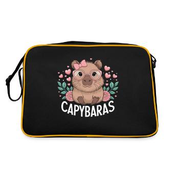 Capybara mignon avec des cœurs et des lunettes, Capybaras - Sac Retro - noir/or - Dos