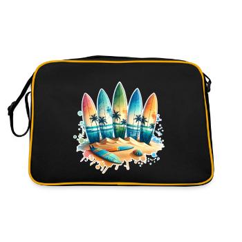 Surfen Surfer - Retro Tasche - Schwarz/Gold - Hinten