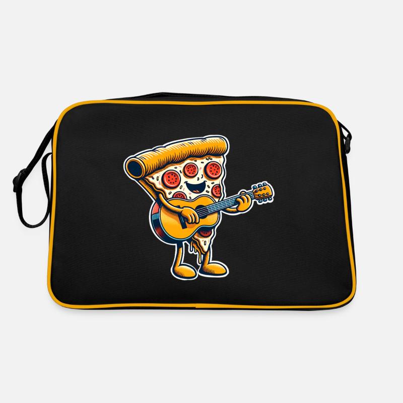 Pizza Gitarre - Retro Tasche - Schwarz/Gold
