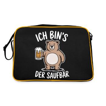 Ich bins der Saufbär Saufen Bier Alkohol Party - Retro Tasche - Schwarz/Gold - Hinten
