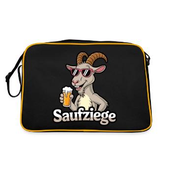 Ich bins der Saufziege Saufen Bier Alkohol Party - Retro Tasche - Schwarz/Gold - Hinten