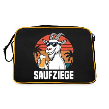 Ich bins der Saufziege Saufen Bier Alkohol Party - Retro Tasche - Schwarz/Gold - Hinten