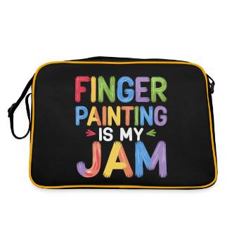 Finger Malerei Ist Mein Ding Farbenfrohes Finger - Retro Tasche - Schwarz/Gold - Hinten