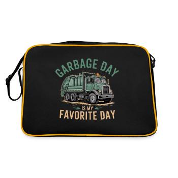 Müllabfuhrtag Ist Mein Lieblingstag - Humor für - Retro Tasche - Schwarz/Gold - Hinten