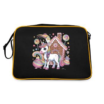Licorne magique et maison en pain d’épice avec - Sac Retro - noir/or - Dos