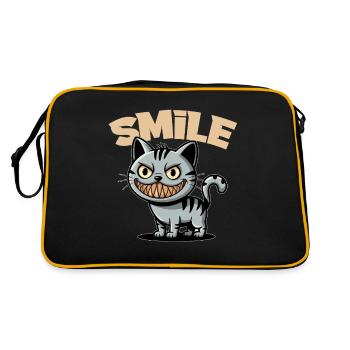 Smile Cat Grin Comic Style Smile - Retro Bag - black/gold - Back
