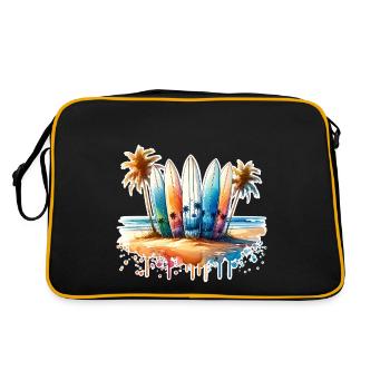 Surfen Surfer - Retro Tasche - Schwarz/Gold - Hinten