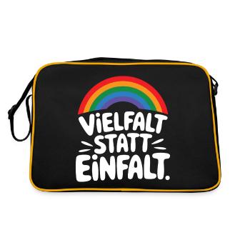 Vielfalt statt Einfalt Statement gegen rechts - Retro Tasche - Schwarz/Gold - Hinten