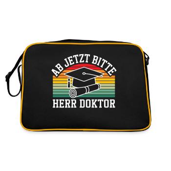 Ab jetzt bitte Herr Doktor Promotion Geschenk - Retro Tasche - Schwarz/Gold - Hinten