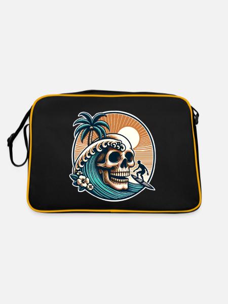 Surfen Surfer skull - Retro Tasche - Schwarz/Gold
