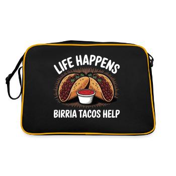 Life Happens Birria Tacos aide à la nourriture mexicaine amusante - Sac Retro - noir/or - Dos