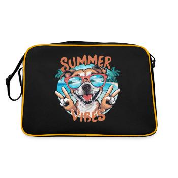 Ambiance estivale chien sur la plage avec des lunettes de soleil pour - Sac Retro - noir/or - Dos
