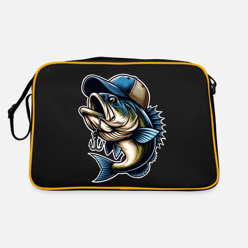 Fishing Fish With Cap Fish Hook - Retro Bag - black/gold