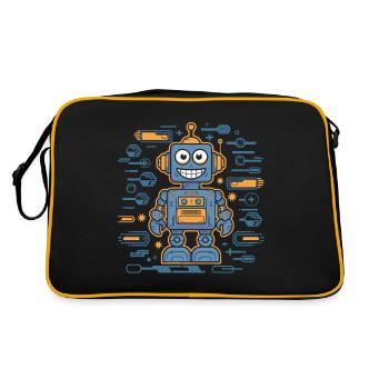 Robot joyeux avec des engrenages et - Sac Retro - noir/or - Dos