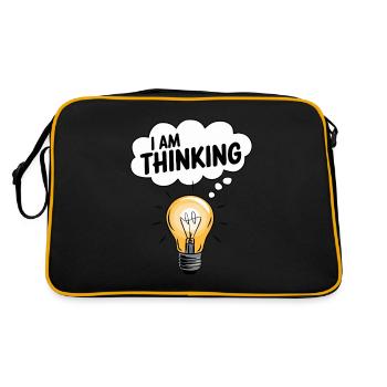 I Am Thinking Light Bulb Thought Cloud Creativity - Retro Bag - black/gold - Back