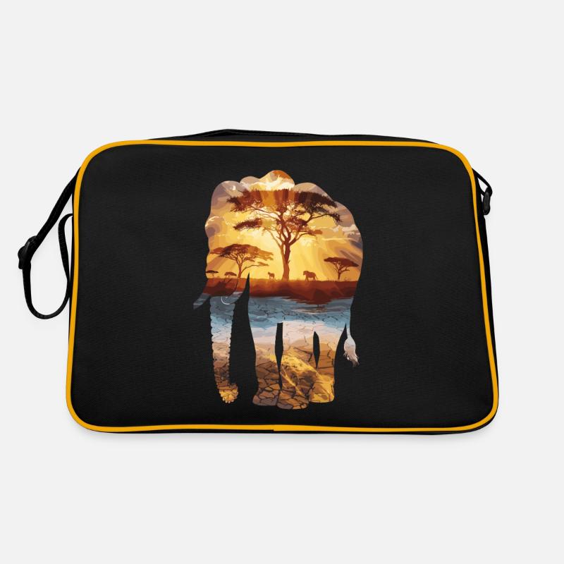 Majestueuse silhouette d’éléphant de savane avec Sac Retro