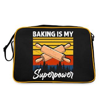 Backen Bäcker Bäckerei - Retro Tasche - Schwarz/Gold - Hinten