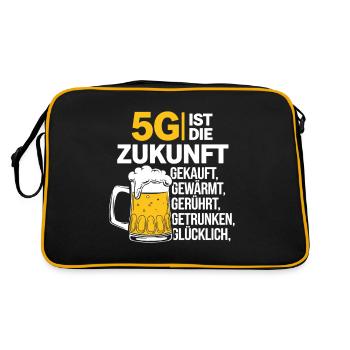 5G is the future: Beer bought, warmed, stirred - Retro Bag - black/gold - Back