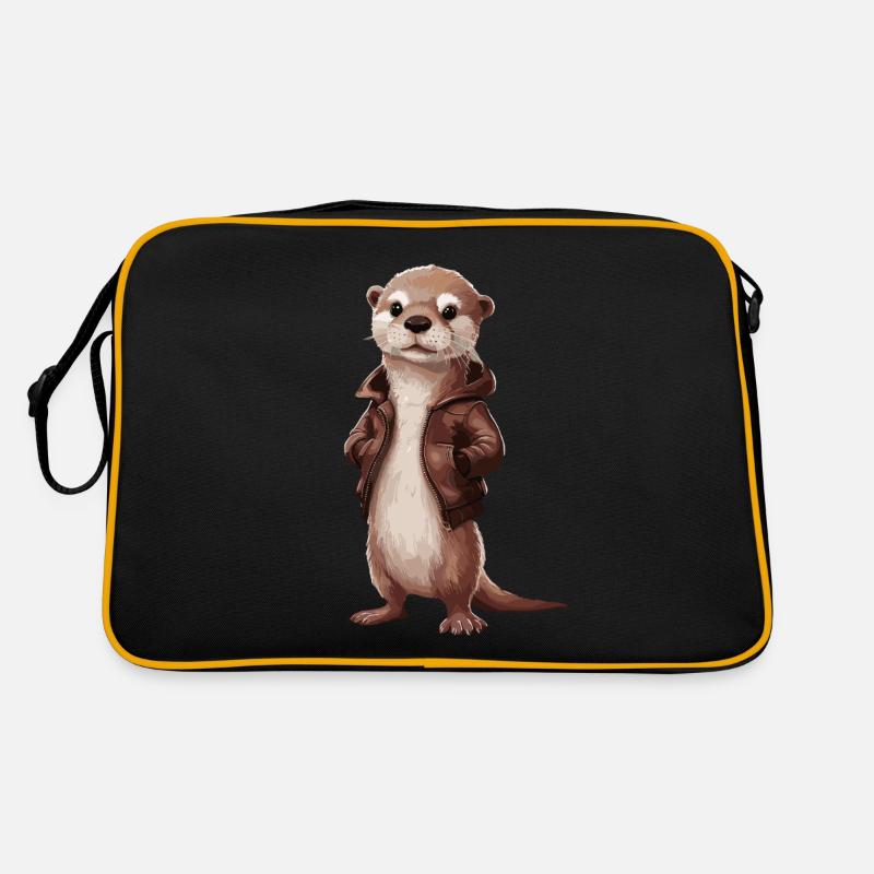 Cooler Otter Mit Lederjacke Illustrationskunst Retro Tasche