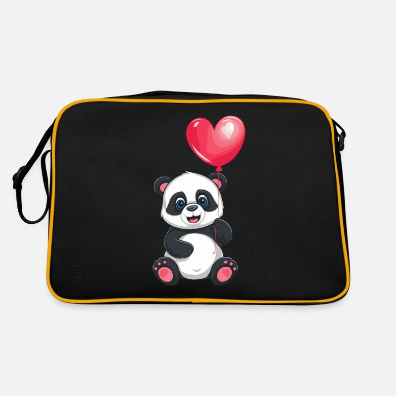 Panda mignon avec conception de ballon en forme de cœur pour Sac Retro