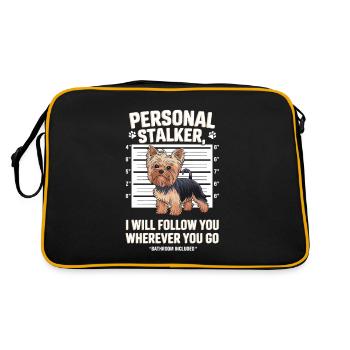 Personal Stalker Dog Goes With You Everywhere - Retro Bag - black/gold - Back