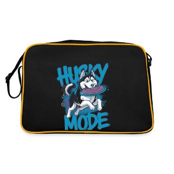 Husky Mode Frisbee Abenteuer für Hundeliebhaber - Retro Tasche - Schwarz/Gold - Hinten