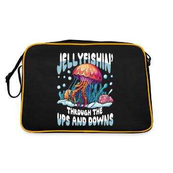 Jellyfishin' Through The Ups and Downs - Retro Tasche - Schwarz/Gold - Hinten