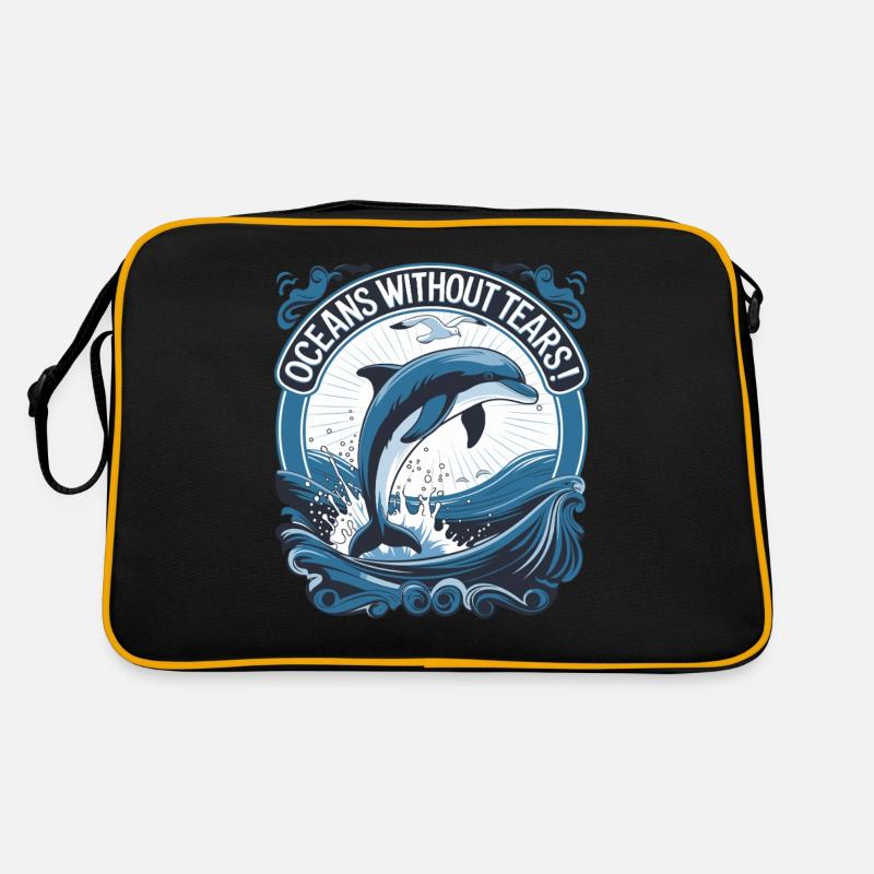 Oceans Without Tears Dolphine - Retro Tasche - Schwarz/Gold