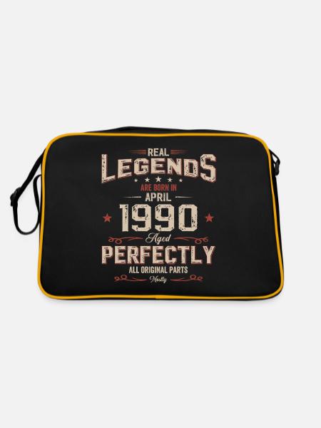 35ème anniversaire cadeau mari Original avril 1990 - Sac Retro - noir/or - Dos