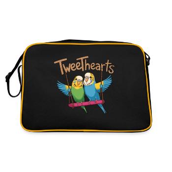 Deux perruches tweethearts sur la balançoire - Sac Retro - noir/or - Dos
