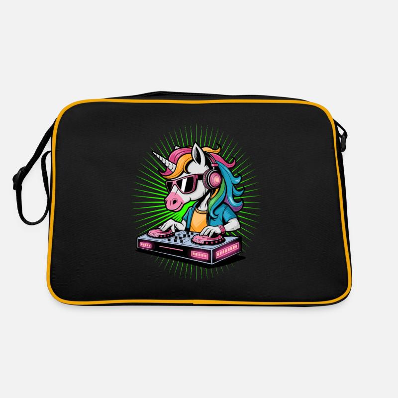 DJ Einhorn Musik Regenbogen Stil Kopfhörer Retro Tasche