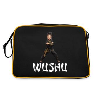 Proud Wushu Fighter with Dragon Motif - Retro Bag - black/gold - Back