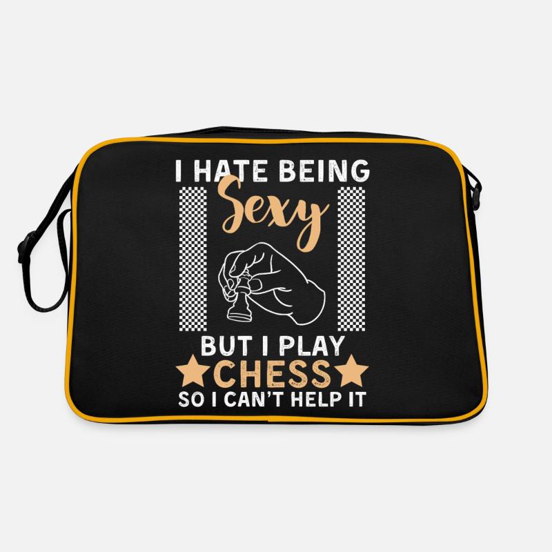 Lustiger Schach Spruch Schachspieler Retro Tasche