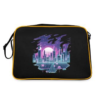 Paysage urbain rétro futuriste au look néon - Sac Retro - noir/or - Dos