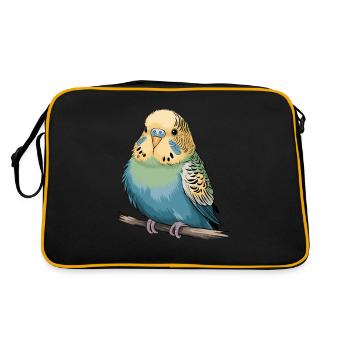 Colorful budgie on branch for - Retro Bag - black/gold - Back