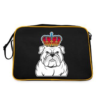 Bulldogge Krone - Retro Tasche - Schwarz/Gold - Hinten