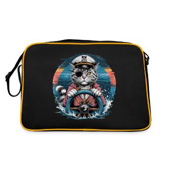 Capitaine Chat avec Chapeau de Pirate au Volant en - Sac Retro - noir/or - Dos