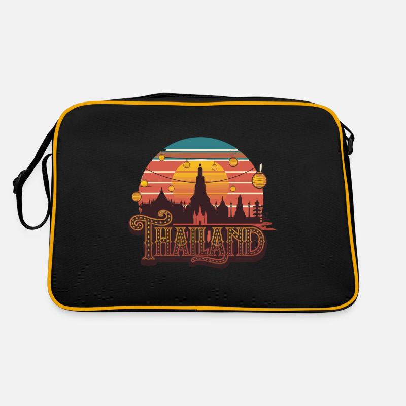 Silhouette Thaïlande avec coucher de soleil et Sac Retro