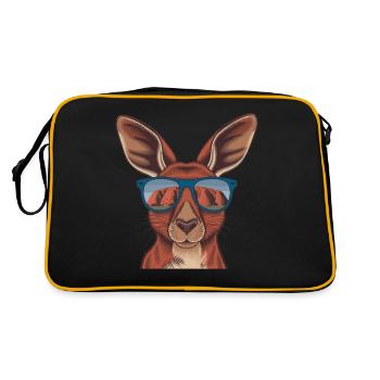 Cooles Känguru Mit Sonnenbrille Vor Uluru - Retro Tasche - Schwarz/Gold - Hinten