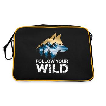 Suivez votre sauvage avec le motif du loup et de la nature - Sac Retro - noir/or - Dos